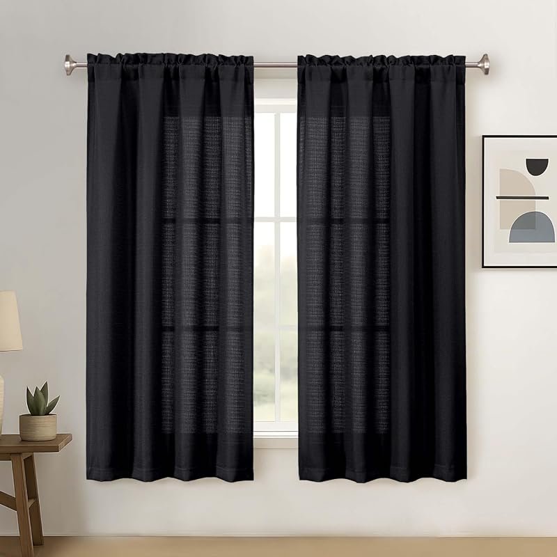 Black Farmhouse Window Curtains