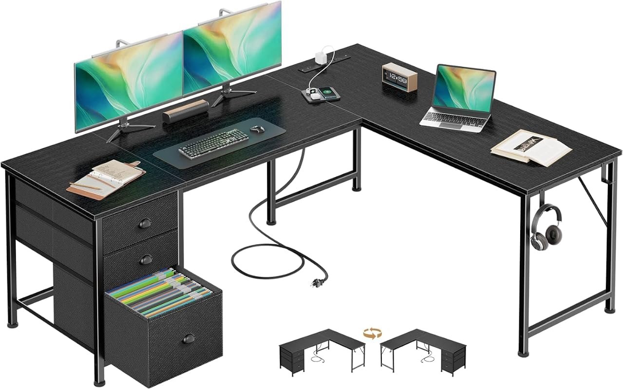 Furologee 63 Inch L Shaped Corner Desk