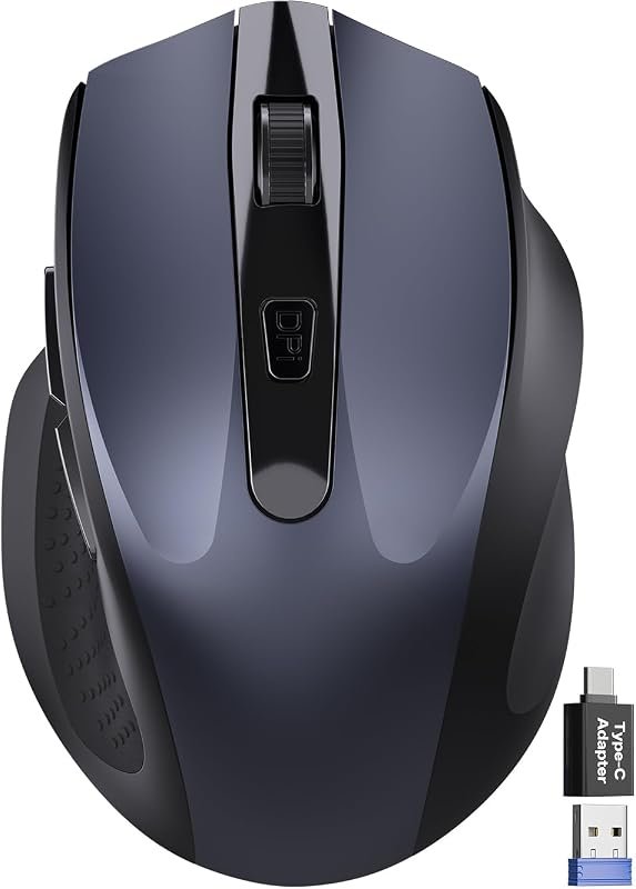 Wireless Mouse for Laptop with USB-A and USB-C Adapter, 2.4GHz Cordles